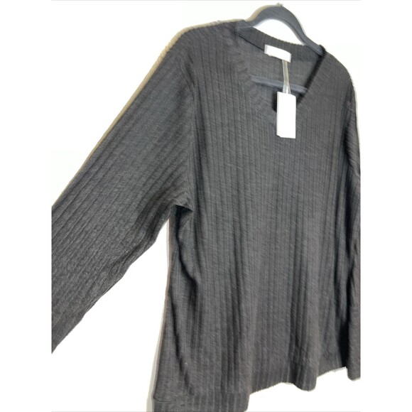 Moshu Soft Womens Knit Top Classic Black Long Sleeved Ribbed XXL Lightweight New - Picture 3 of 8